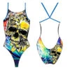 BAÑADOR NATACION MUJER CALAVERAS HIBISCUS (PRO RACER TIRANTE FINO) -Banadores Modernos banador natacion mujer calaveras hibiscus pro racer tirante fino 83056732